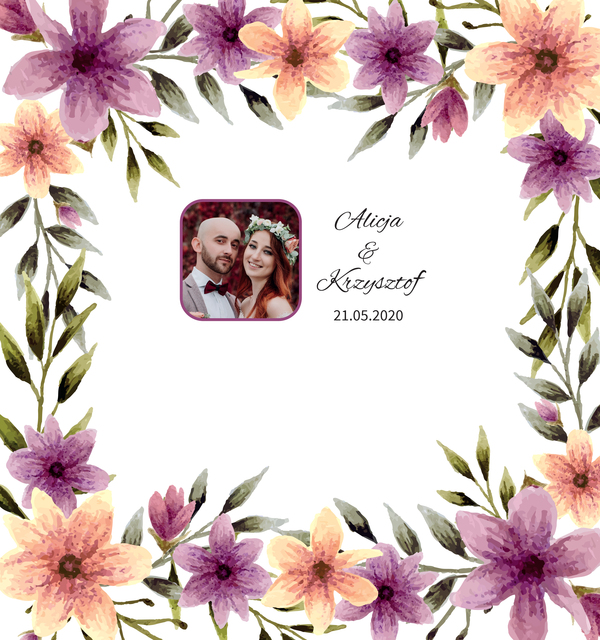 Krówki na ślub i wesele ze zdjęciem kolorowe kwiaty