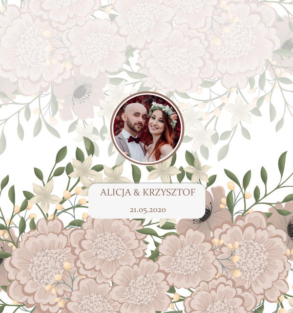 Krówki na ślub i wesele ze zdjęciem zielone kwiaty