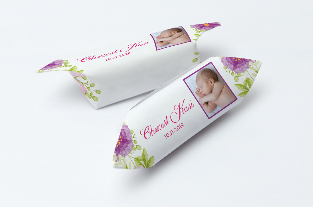 Krówki na chrzest ze zdjęciem dziecka