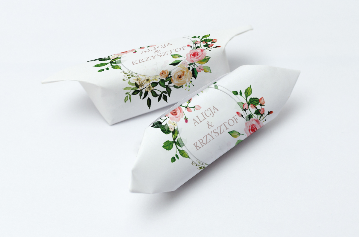 Krówki na ślub i wesele kwiaty pastelowe