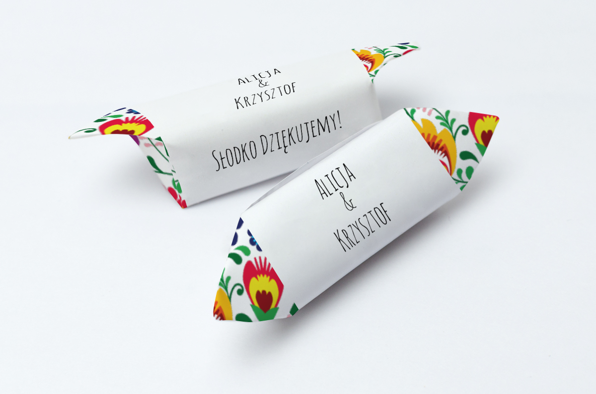 Krówki na ślub i wesele kolorowe kwiaty