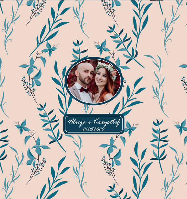 Krówki na ślub i wesele ze zdjęciem granatowe gałązki