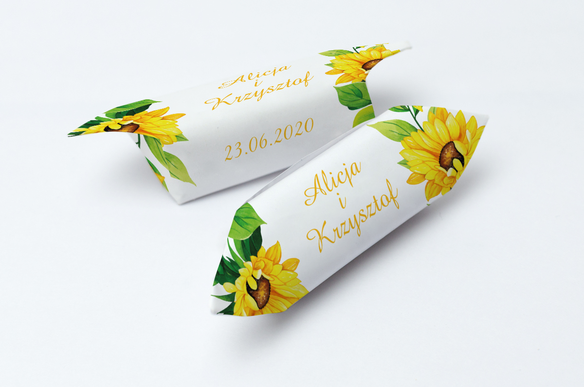 Krówki na ślub i wesele słoneczniki żółte