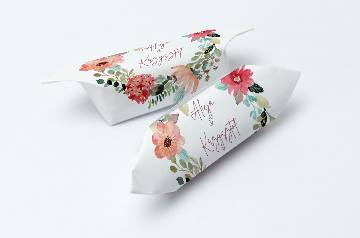 Krówki na ślub i wesele kwiaty pastelowe