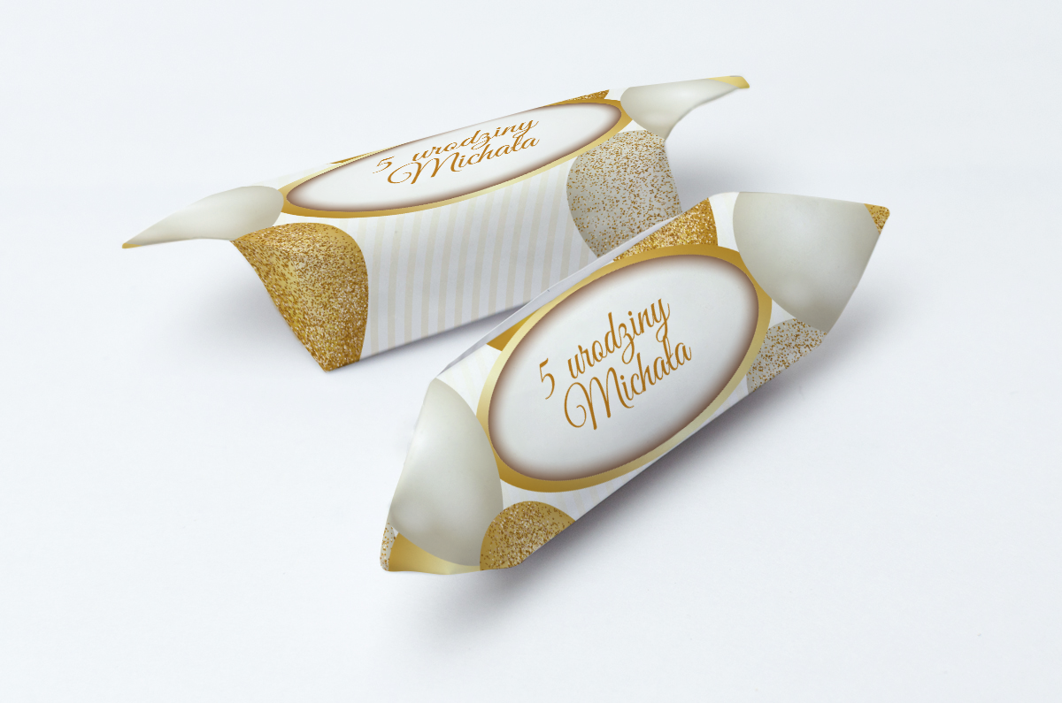 krówki na urodziny złoto-białe balony