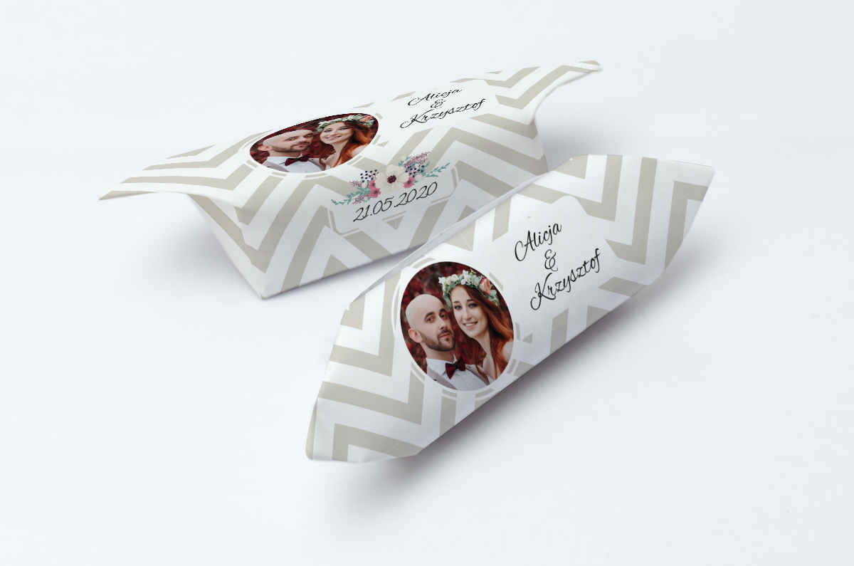 krówki weselne paski ze zdjęciem Pary Młodej