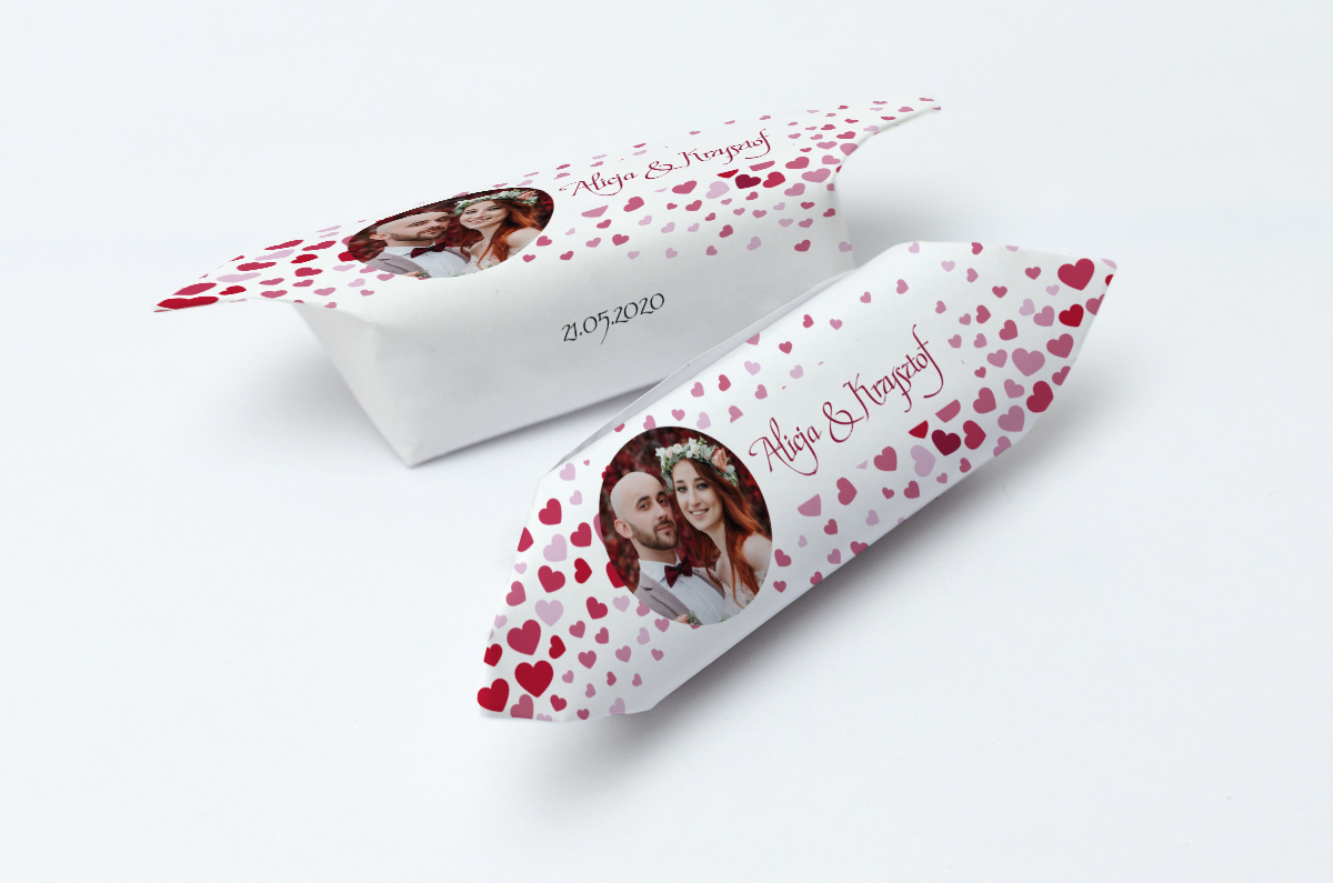 krówki weselne ze zdjęciem serduszka