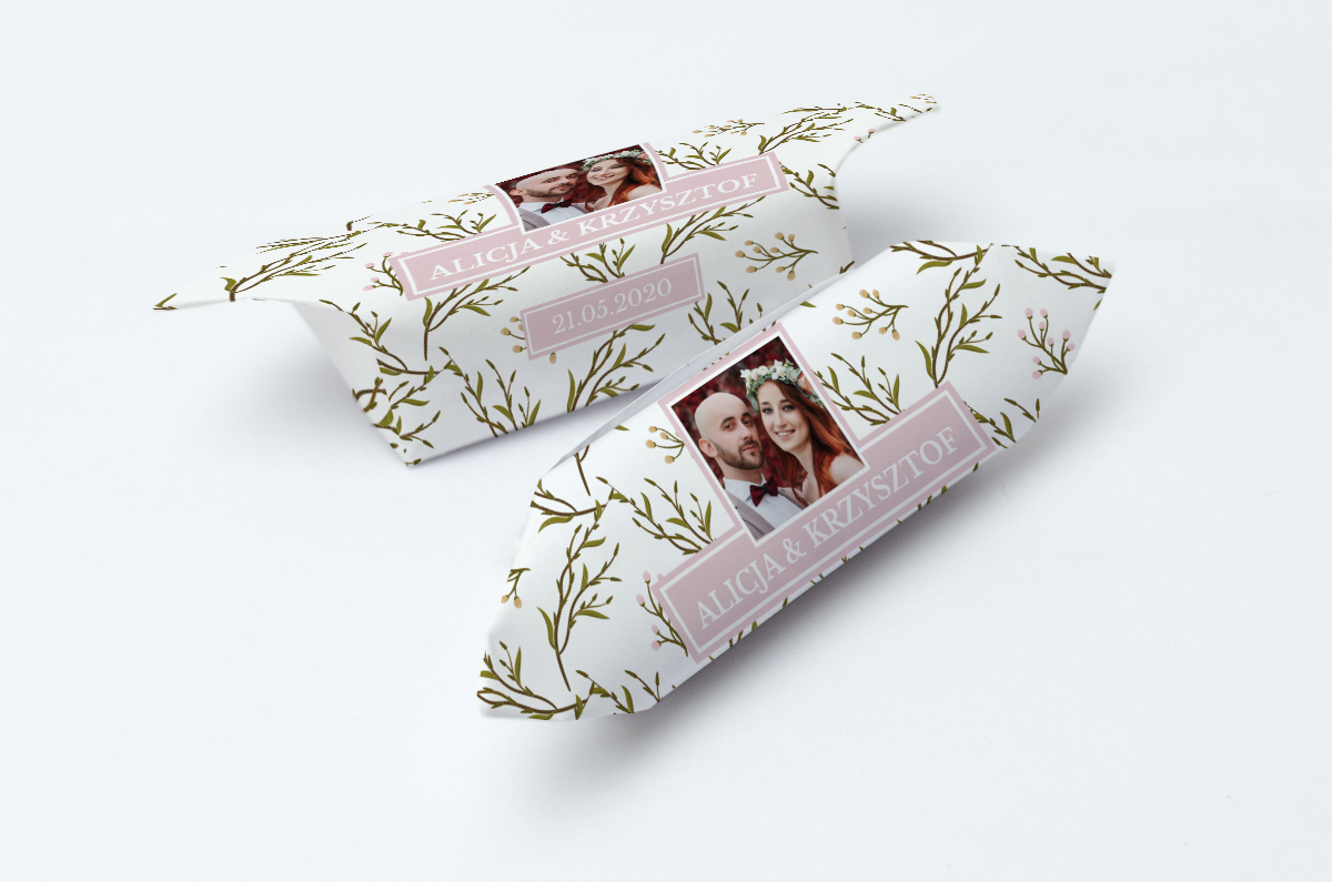 krówki weselne ze zdjęciem liście foto