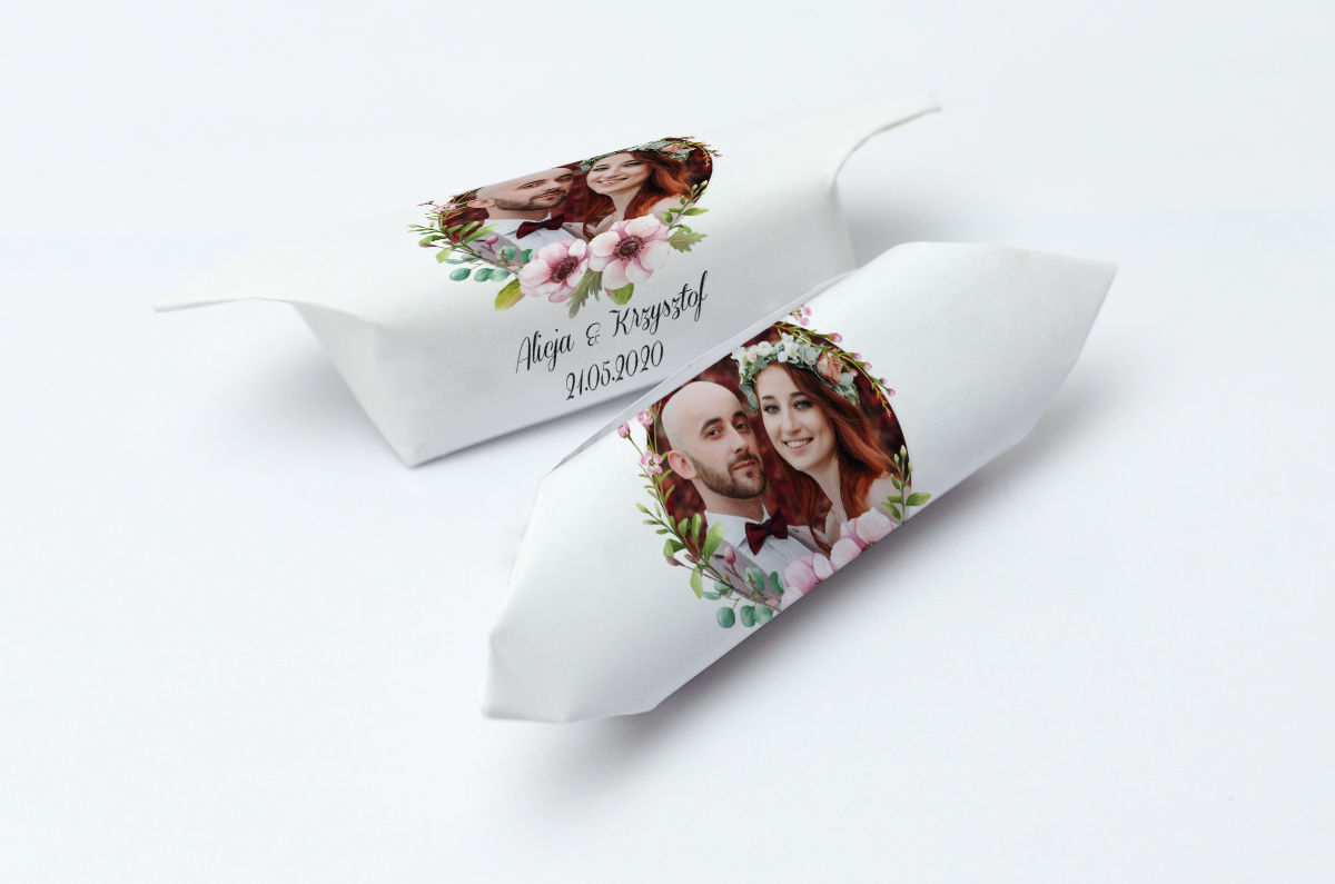 Krówki ze zdjęciem pudrowe kwiaty