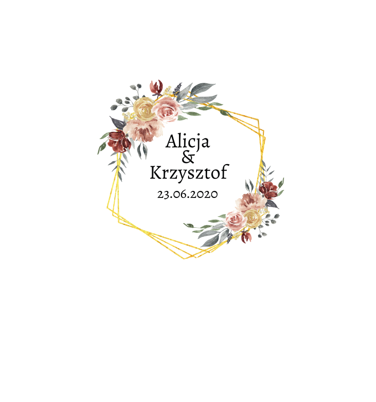 Krówki na ślub i wesele złote kwiaty pudrowe