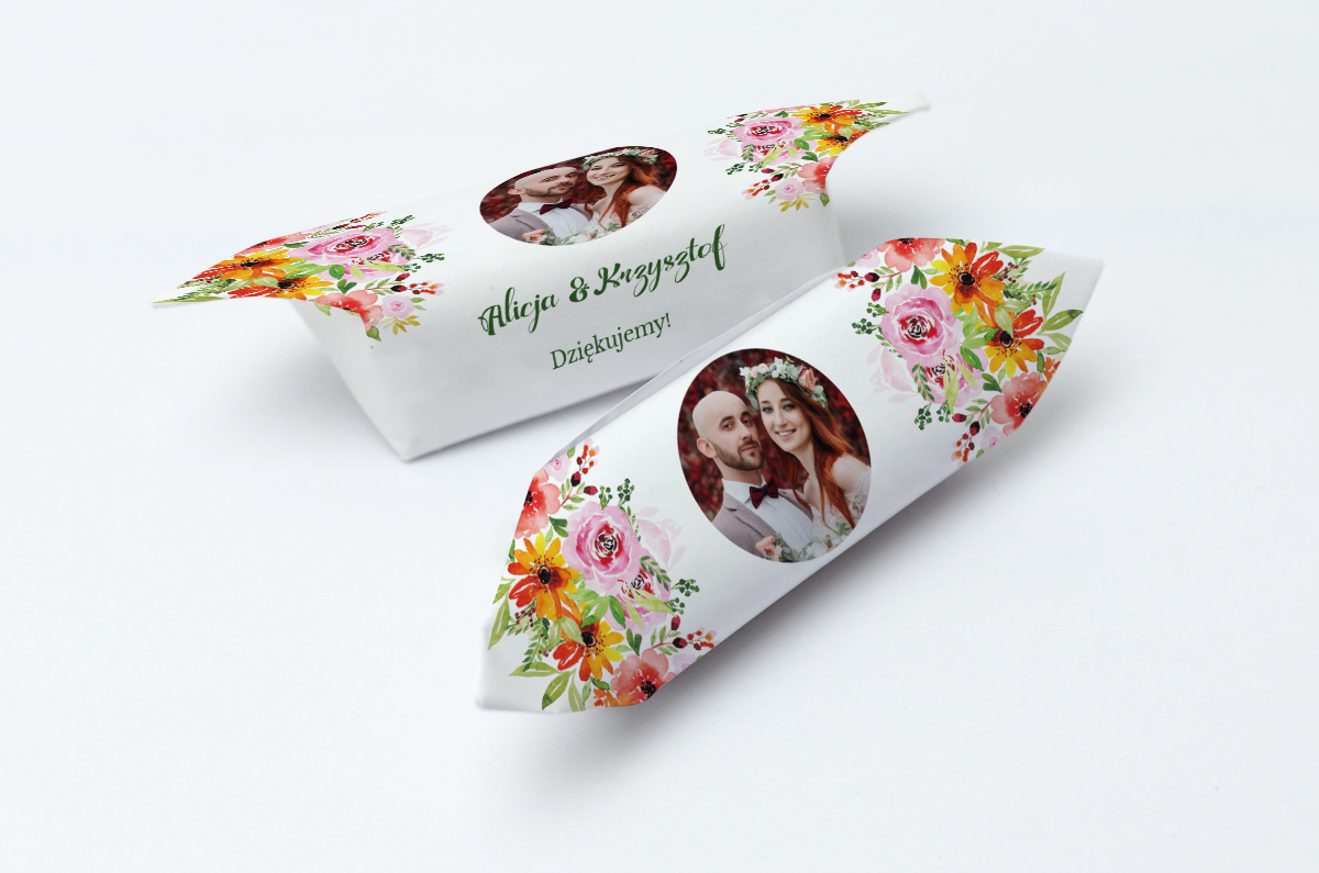 krówki weselne kolorowe kwiaty