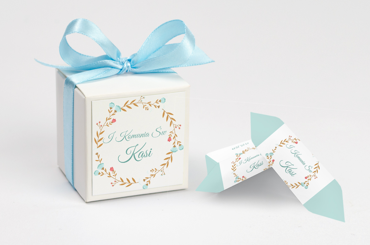 Pudełko na krówki personalizowane NA KOMUNIĘ