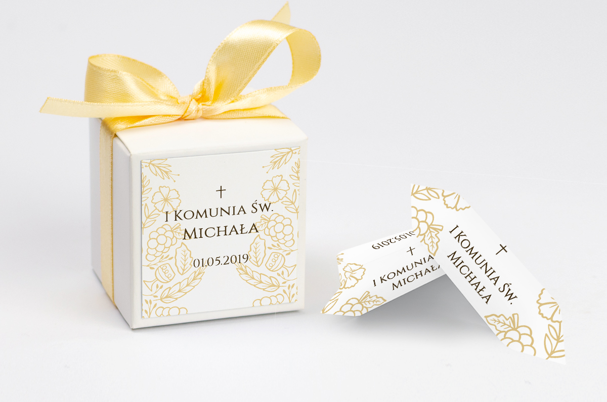 Pudełko na krówki personalizowane NA KOMUNIĘ