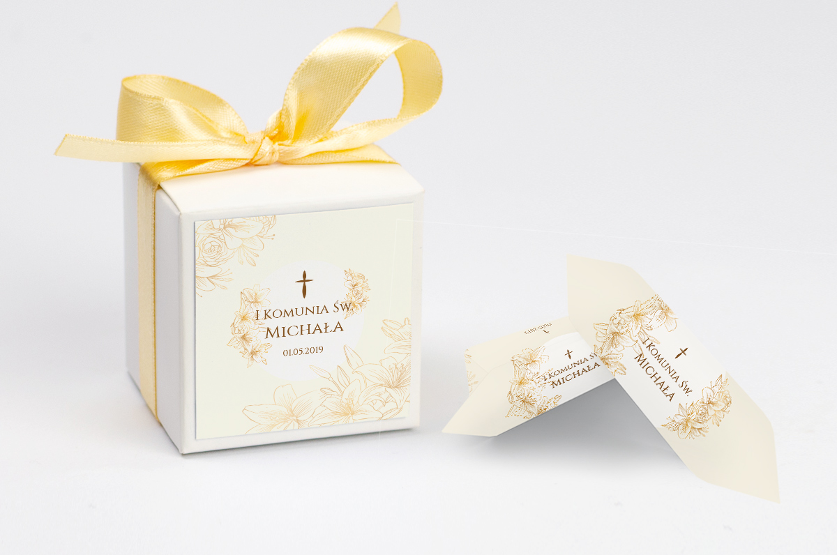 Pudełko na krówki personalizowane NA KOMUNIĘ