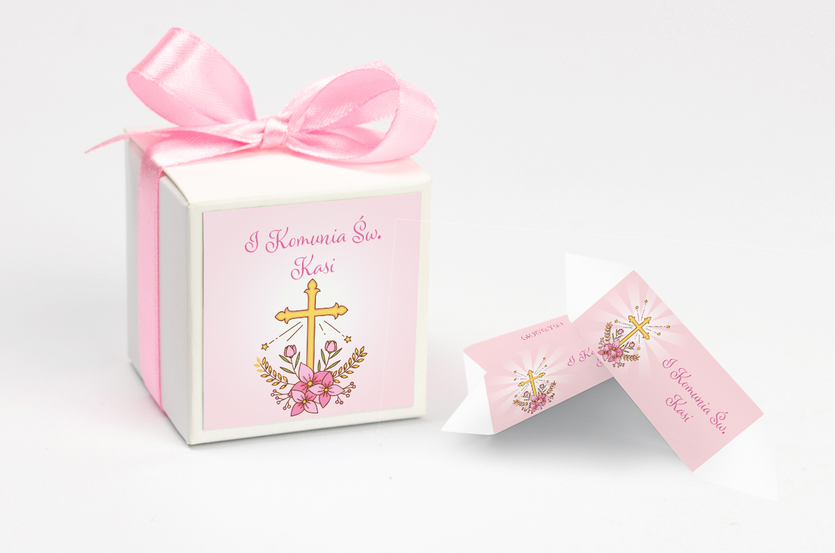 Pudełko na krówki personalizowane NA KOMUNIĘ