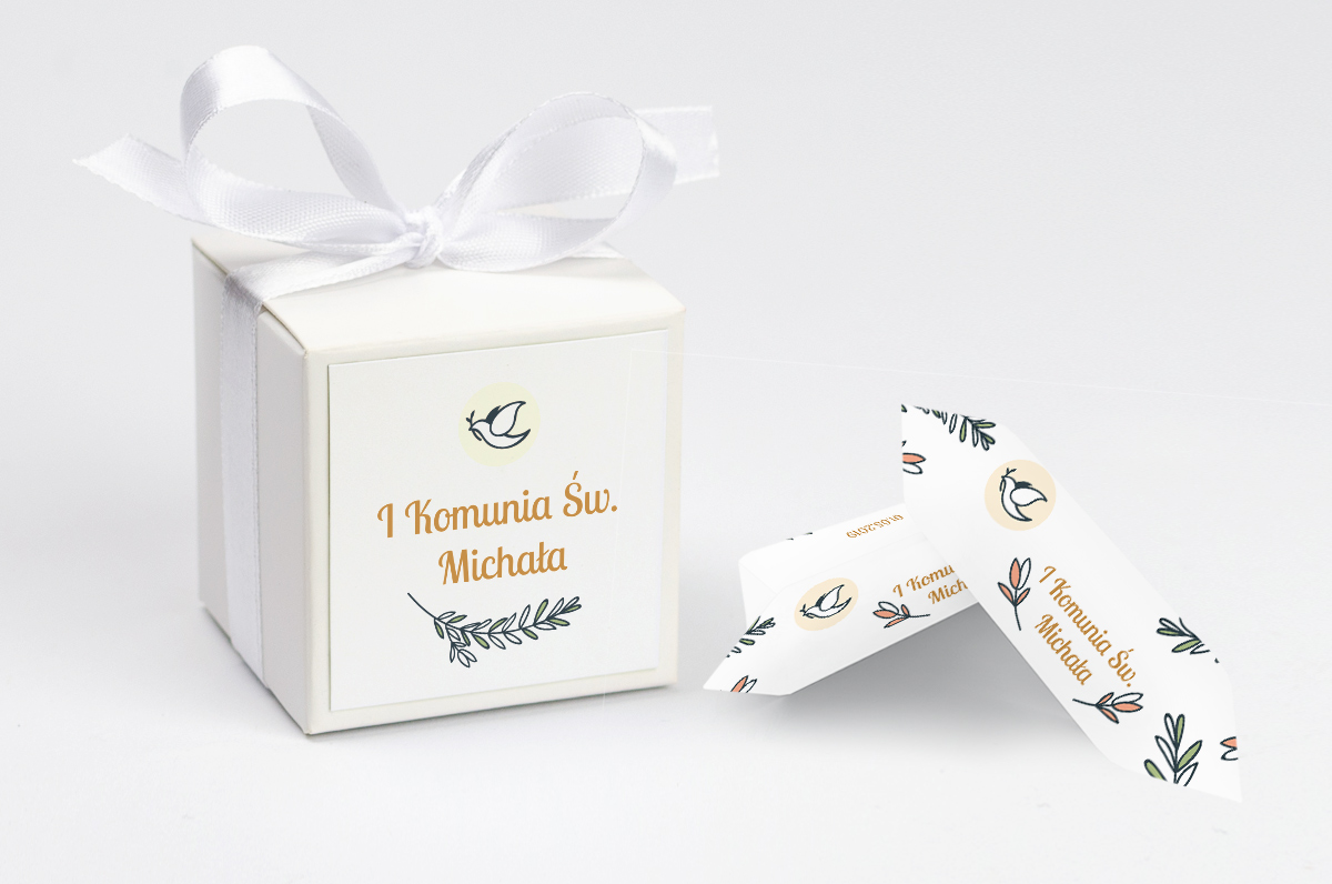 Pudełko na krówki personalizowane NA KOMUNIĘ