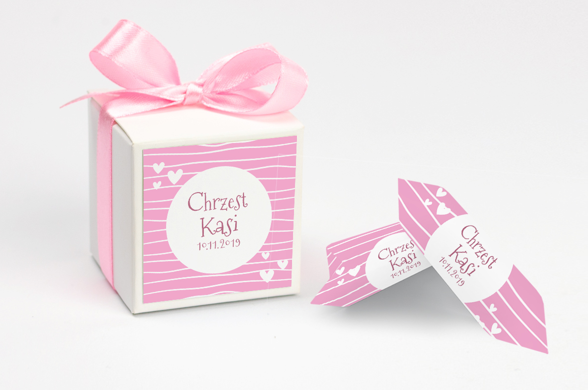 Pudełko na krówki personalizowane NA CHRZEST