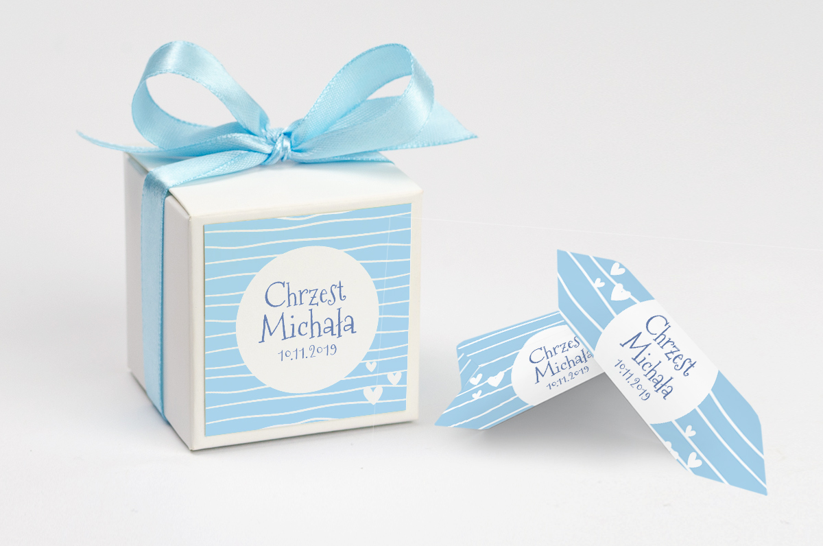Pudełko na krówki personalizowane NA CHRZEST