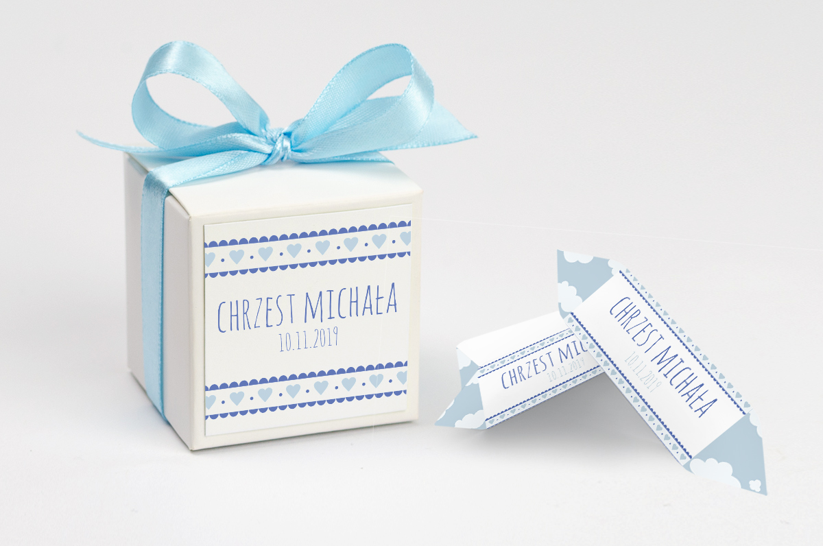 Pudełko na krówki personalizowane NA CHRZEST