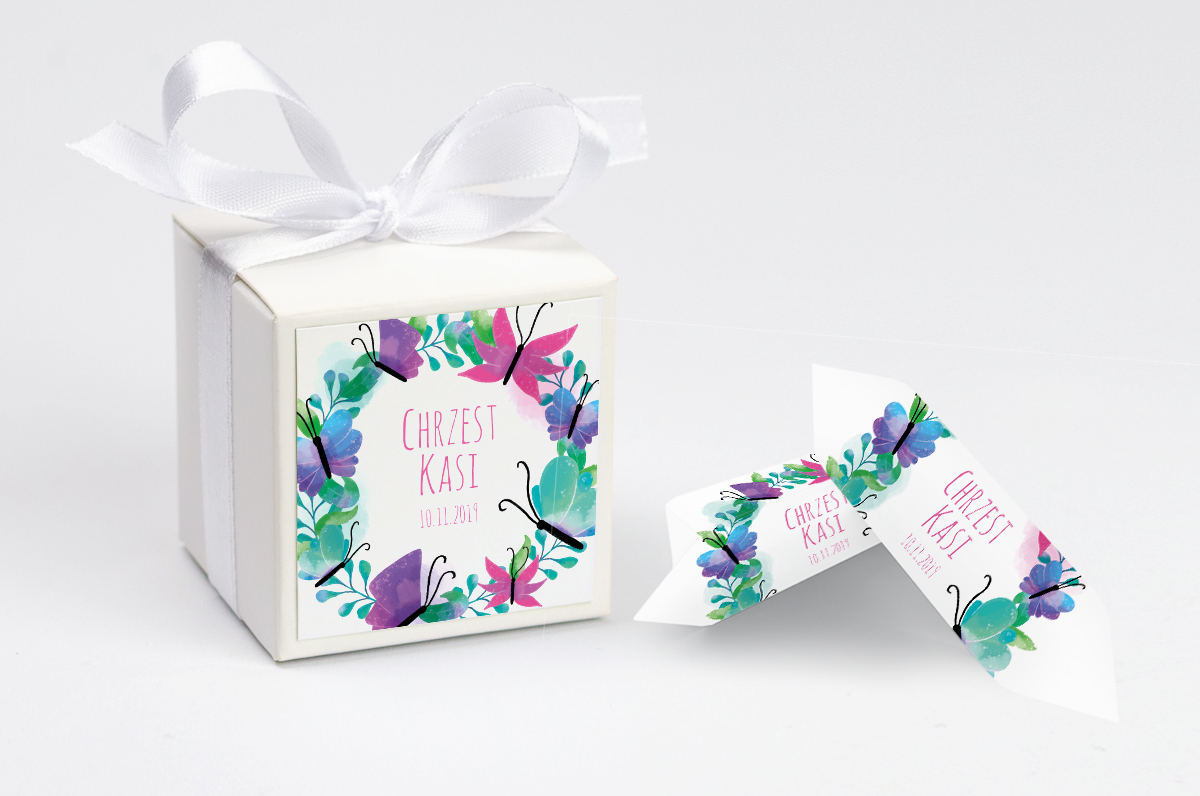 Pudełko na krówki personalizowane NA CHRZEST
