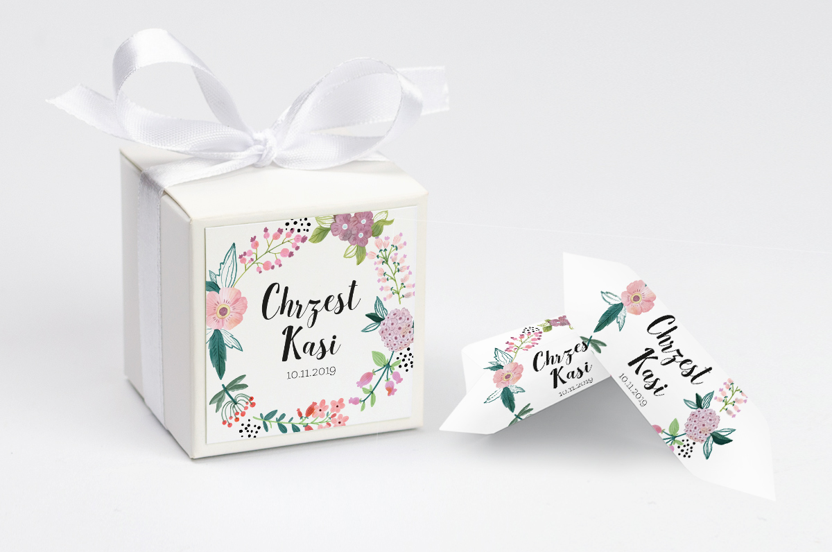 Pudełko na krówki personalizowane NA CHRZEST