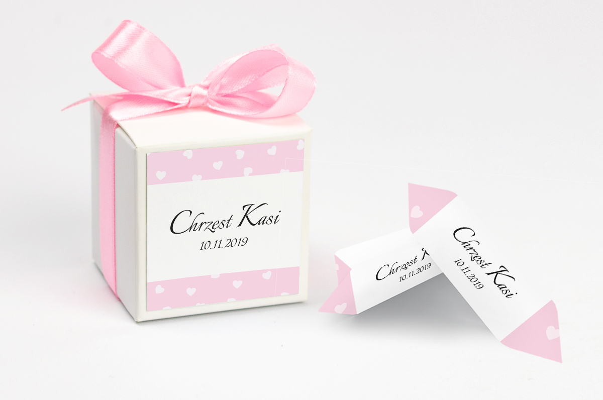 [sklepzkrowkami.pl] Pudełko na krówki personalizowane NA CHRZEST wzór