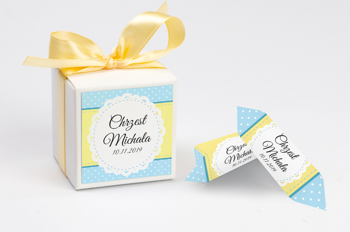 Pudełko na krówki personalizowane NA CHRZEST