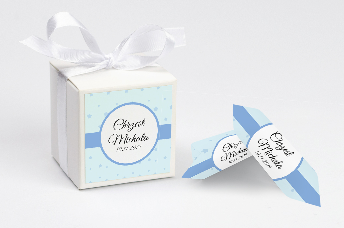 Pudełko na krówki personalizowane NA CHRZEST