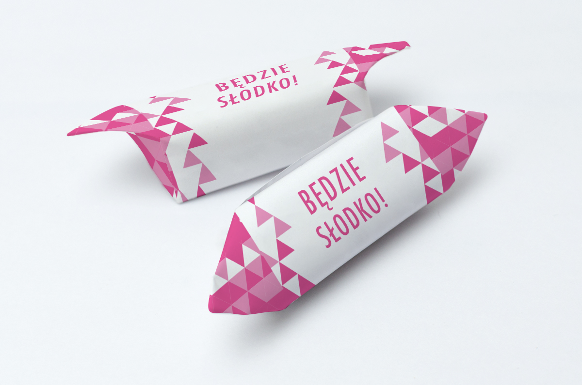 krówki firmowe różowa geometria