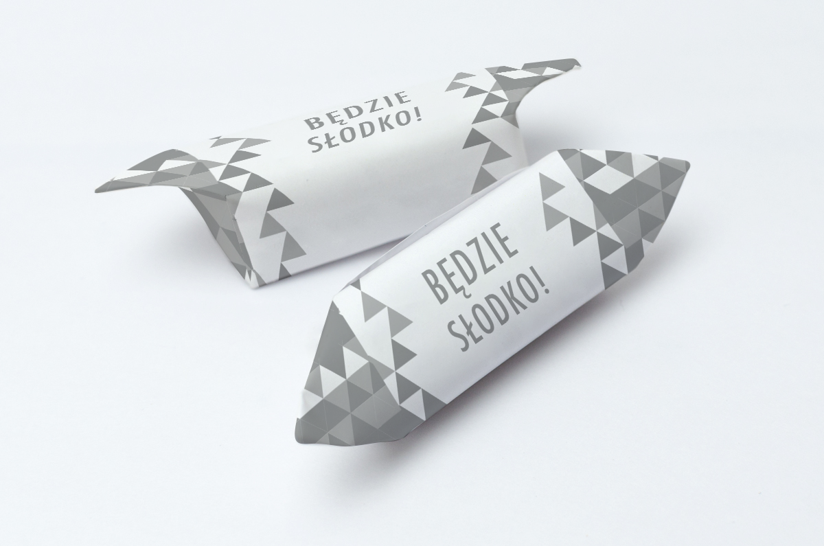 krówki szare firmowe geomtryczne