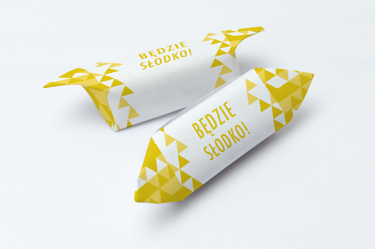 krówka firmowa żółta geometria