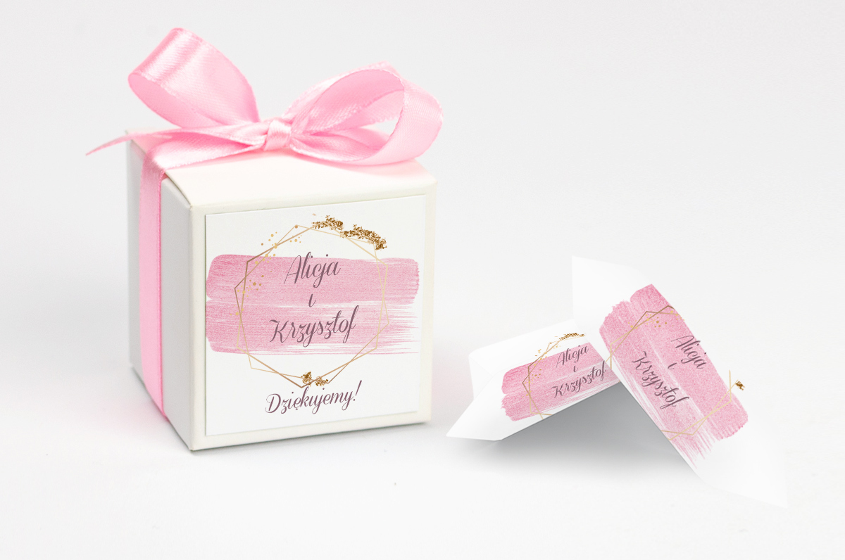 Pudełeczko z personalizacją z dwiema krówkami wzór 82 róż